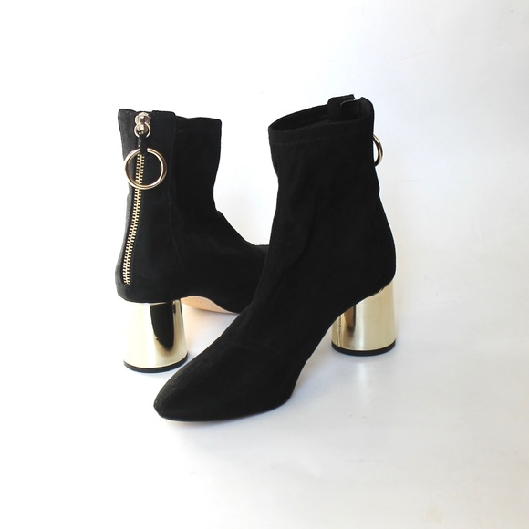 Gold heel booties Clearance